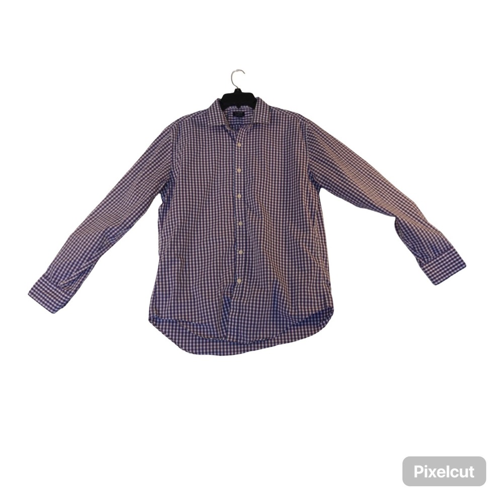 J Crew Performance Shirt Mens Large Purple Check Long Sleeve Travel Button Up